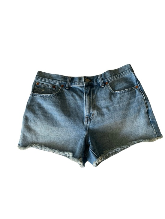 Madewell Pants - Madewell Womens 29 Medium Blue High-Rise Frayed Hem Relaxed Denim Shorts Summer